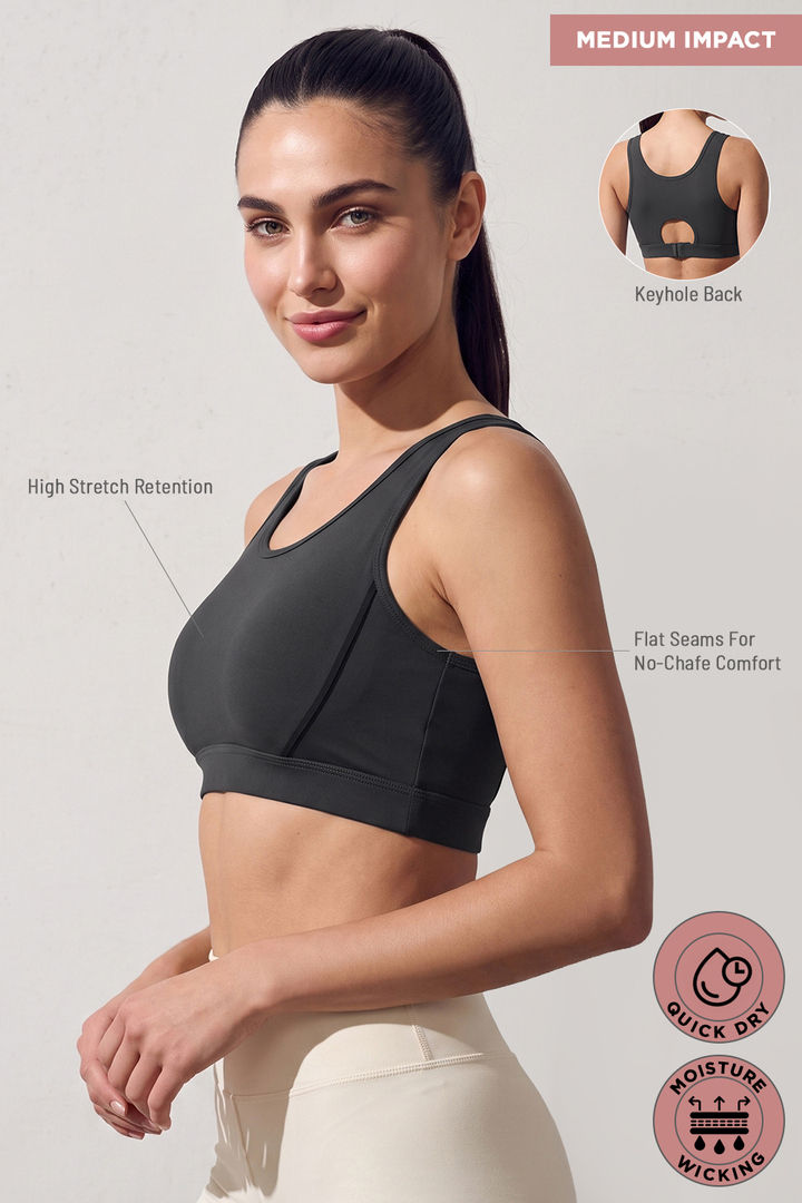 Zelocity Medium Impact Quick Dry Sports Bra - Black Beauty — image 7